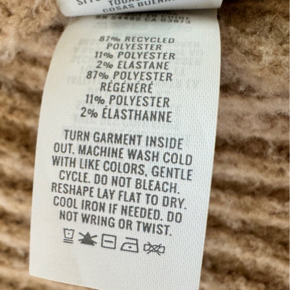 Aerie Oversized Ribbed Knit Cardigan Sweater Tan Camel Open Front Medium - Picture 4 of 5